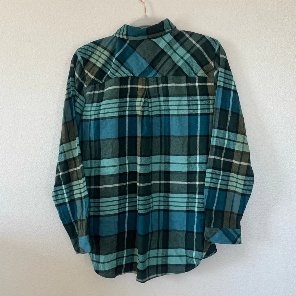 Sonoma Goods for Life Green Plaid Flannel Shirt Button Up 100% Cotton PL Petite - Picture 4 of 9